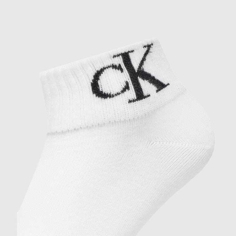 2 pack Quarter Monogram Socks - White
