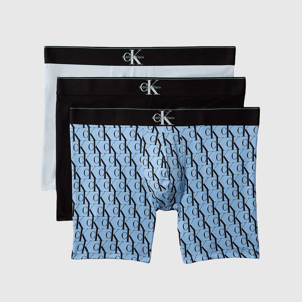 3 Pack Cotton Stretch Boxer Briefs - Blue Multi