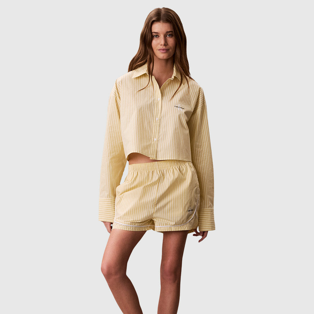 Cropped Poplin Shirt - Pale Yellow
