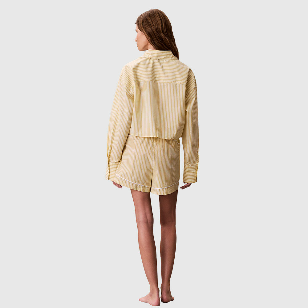 Cropped Poplin Shirt - Pale Yellow