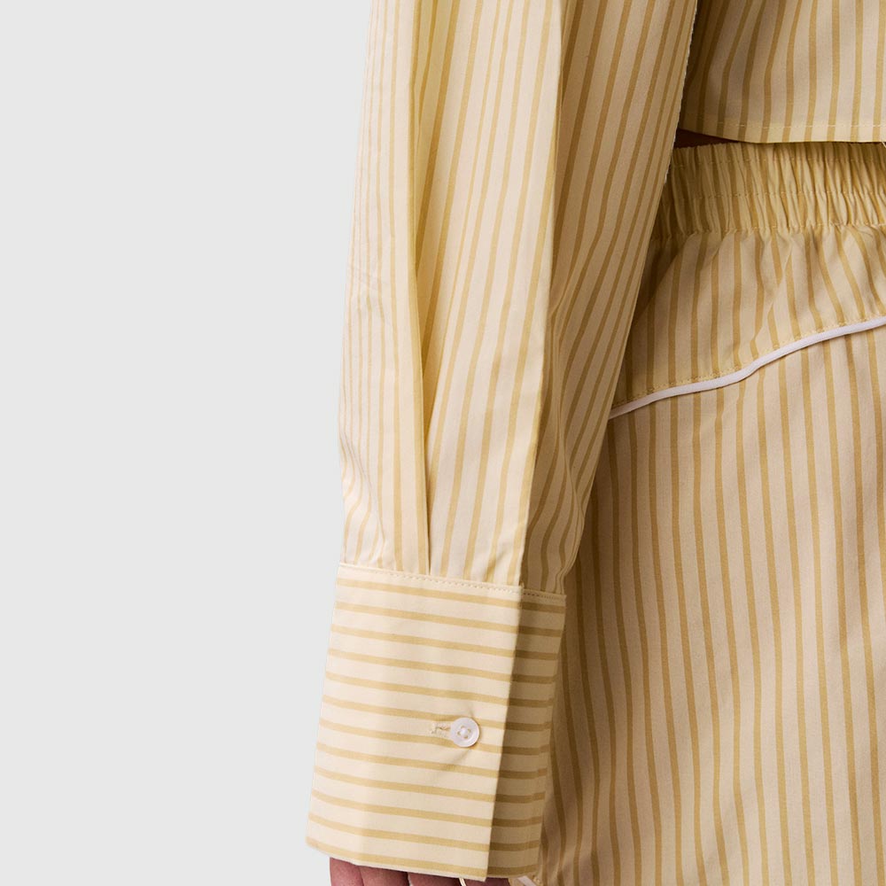 Cropped Poplin Shirt - Pale Yellow