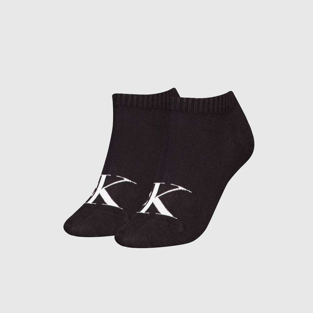 Calvin Klein 2 Pack Sneaker Monogram Sock - Black |ThirdBaseUrban