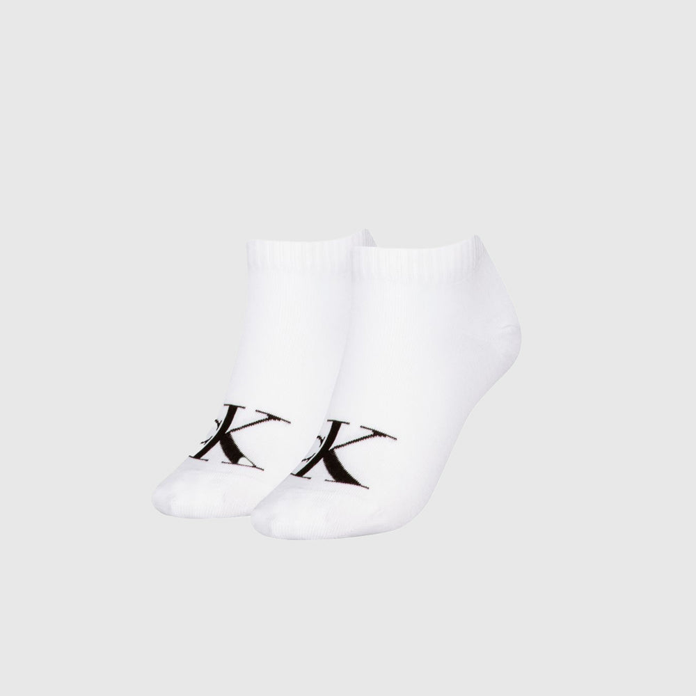 Calvin Klein 2 Pack Sneaker Monogram Sock - White |ThirdBaseUrban
