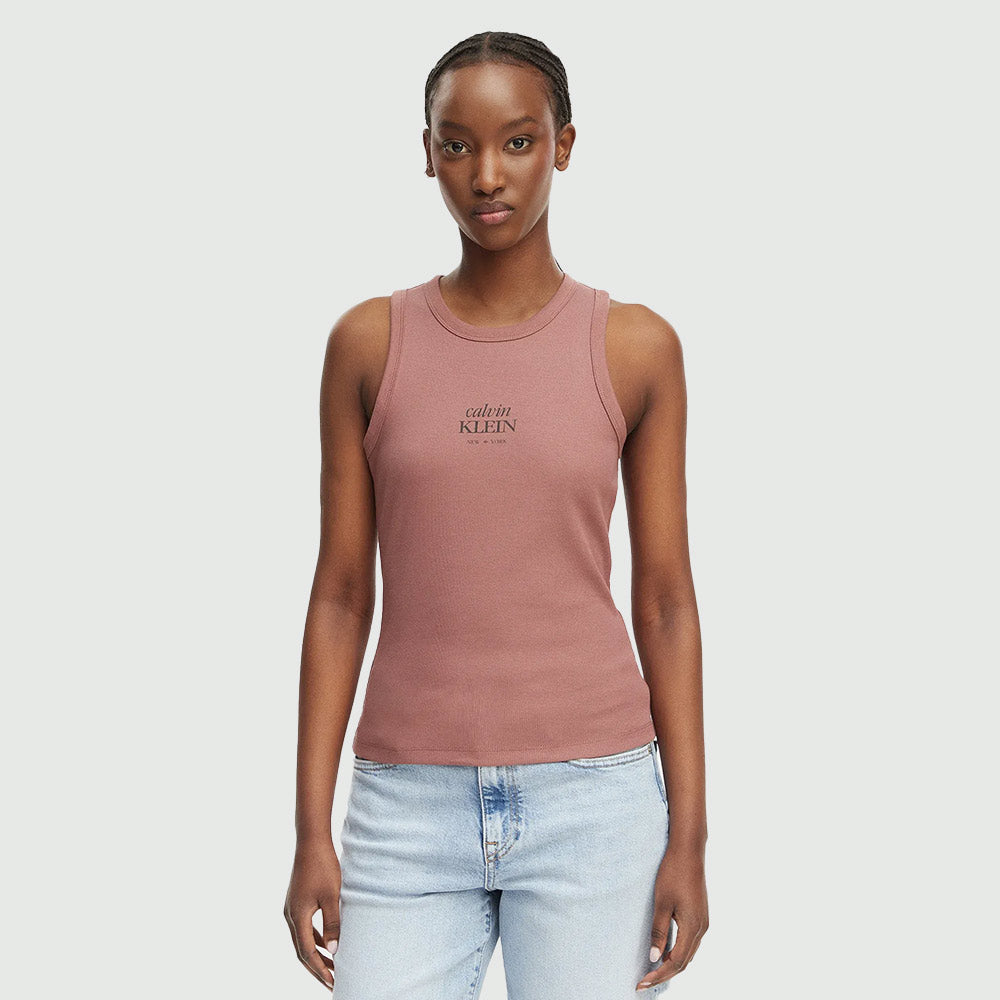 Rib Logo Crew Tank - Brown