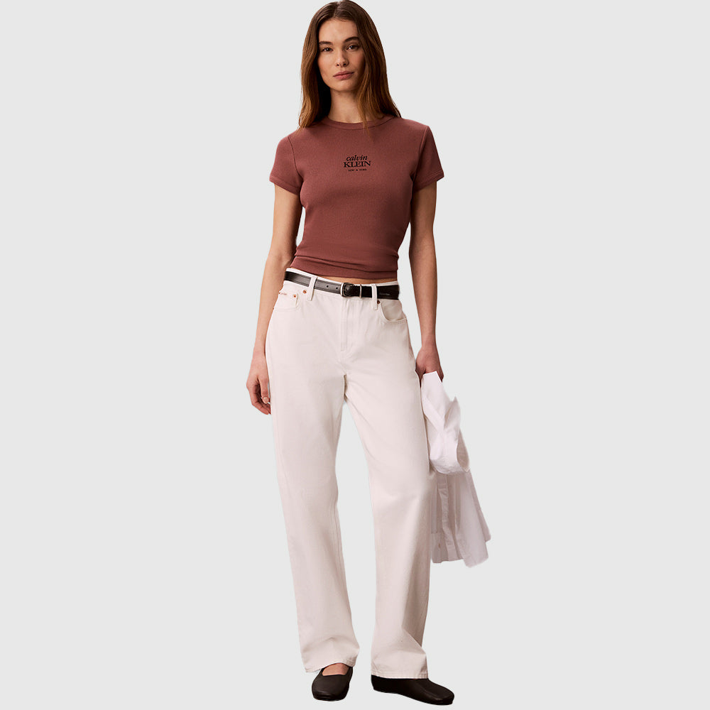 Rib Logo T-Shirt - Brown