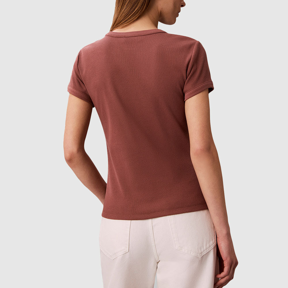 Rib Logo T-Shirt - Brown