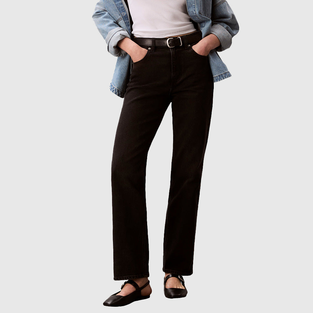High Rise Straight Jean - Denim Black