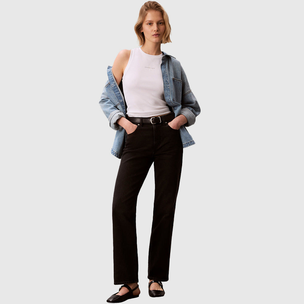 High Rise Straight Jean - Denim Black