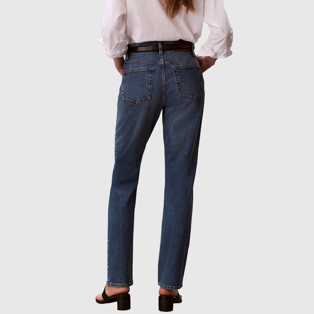 High Rise Straight Jean - Denim Medium