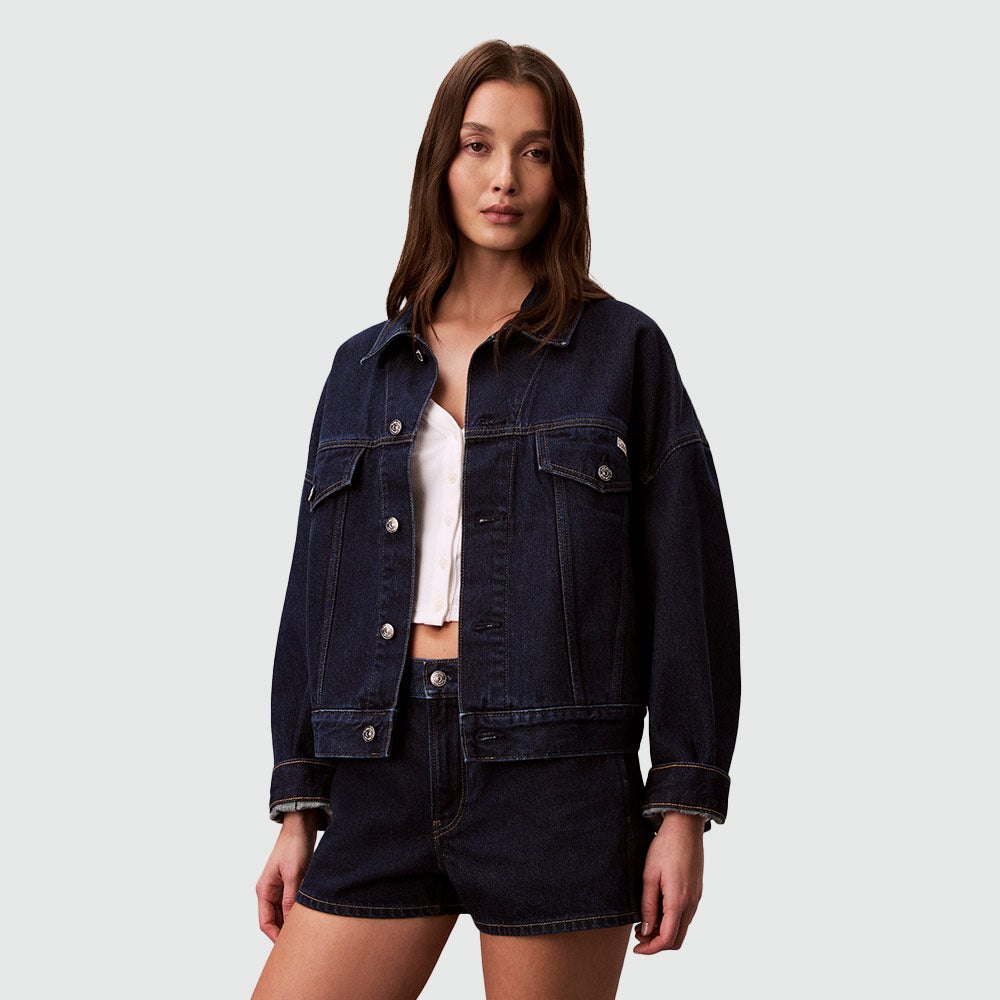 Relaxed Trucker Denim Jacket - Denim Dark