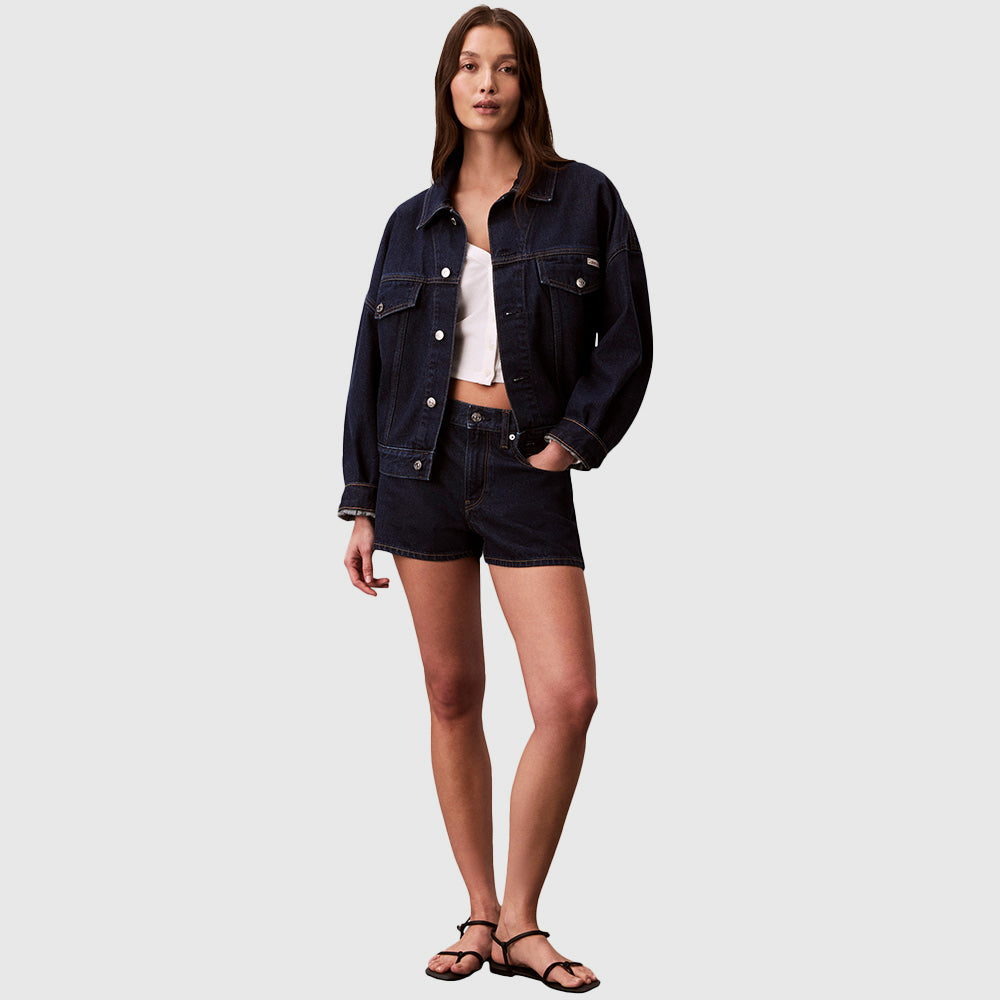 Relaxed Trucker Denim Jacket - Denim Dark