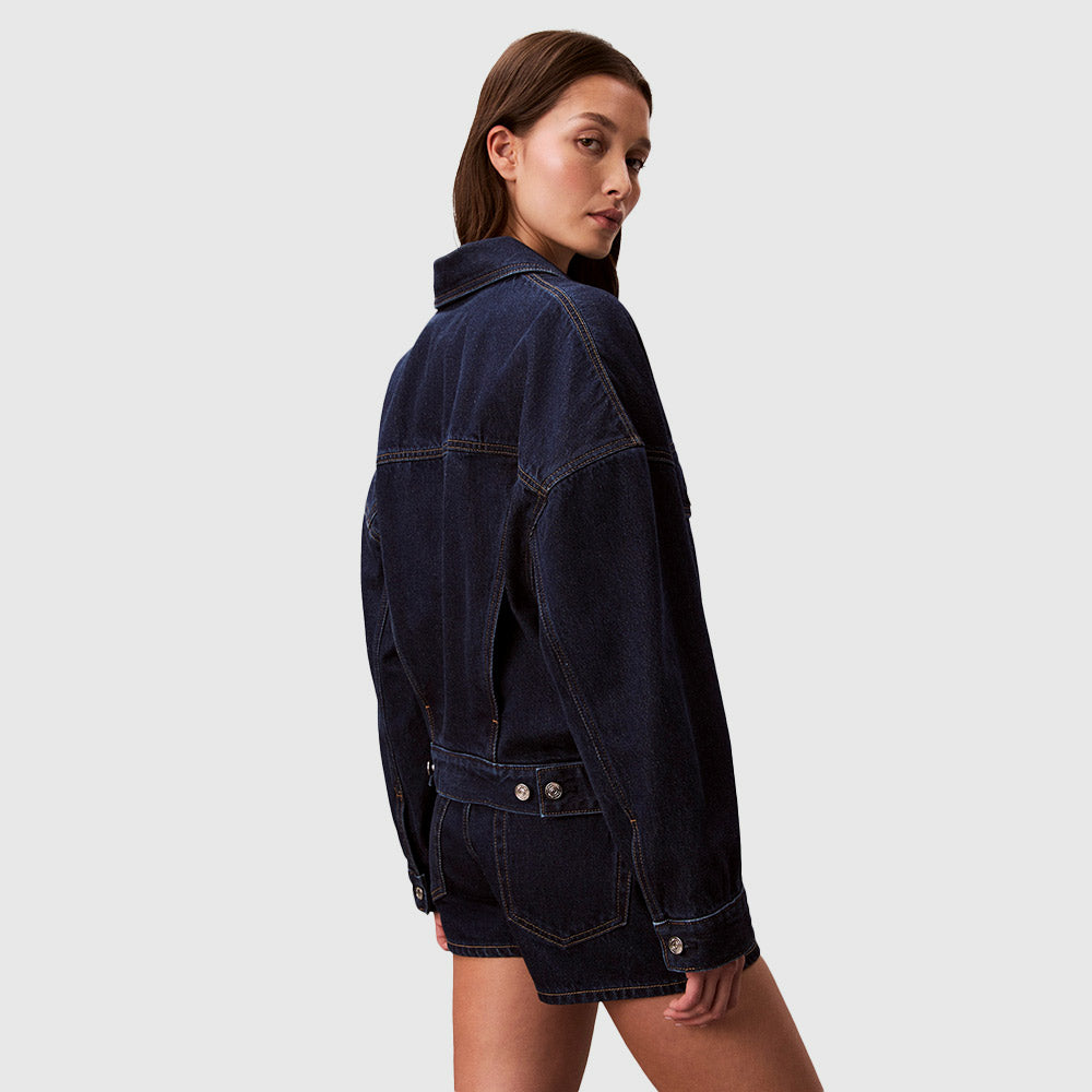 Relaxed Trucker Denim Jacket - Denim Dark