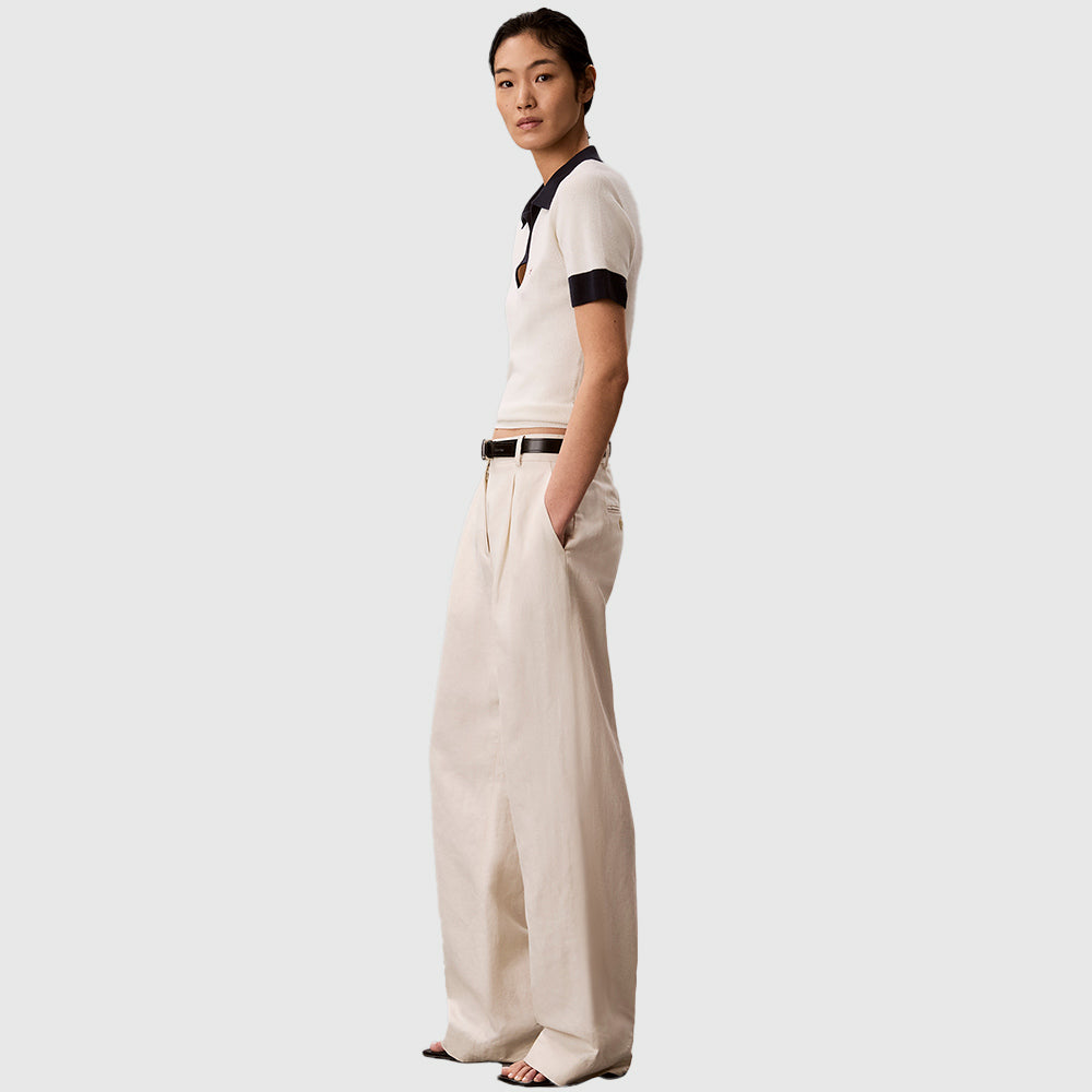 Two-Tone Cotton Knit Polo Shirt - Offwhite
