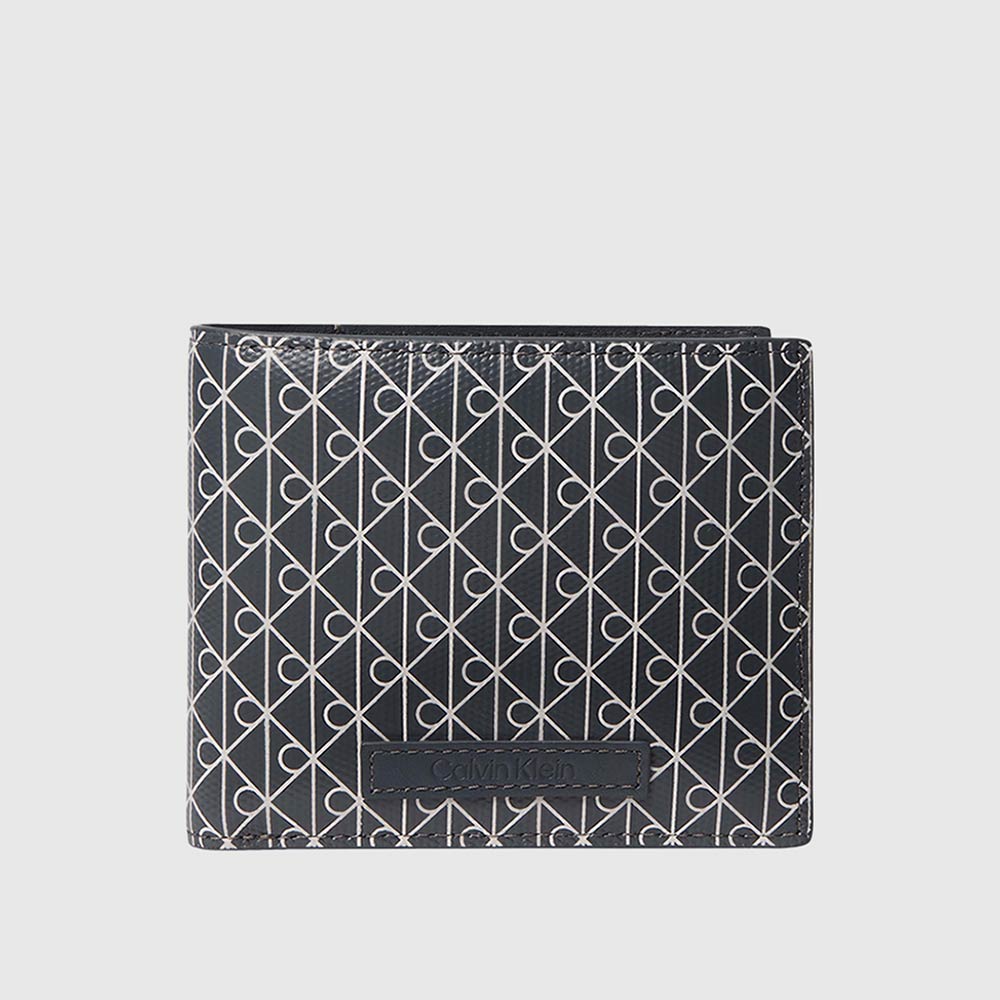 Monogram Print Bi-Fold Wallet - Dark Grey