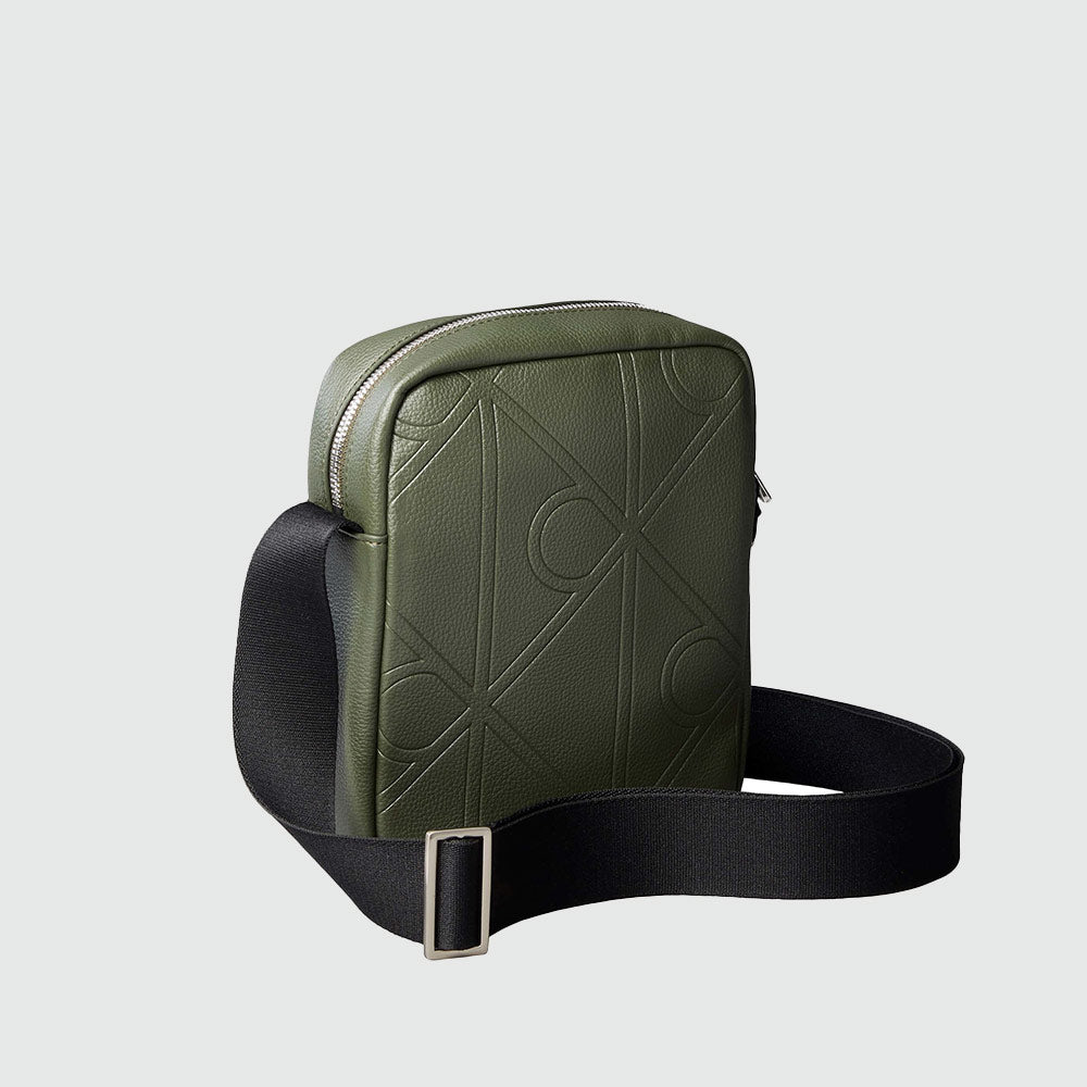 Monogram Debossed Reporter Bag - Olive