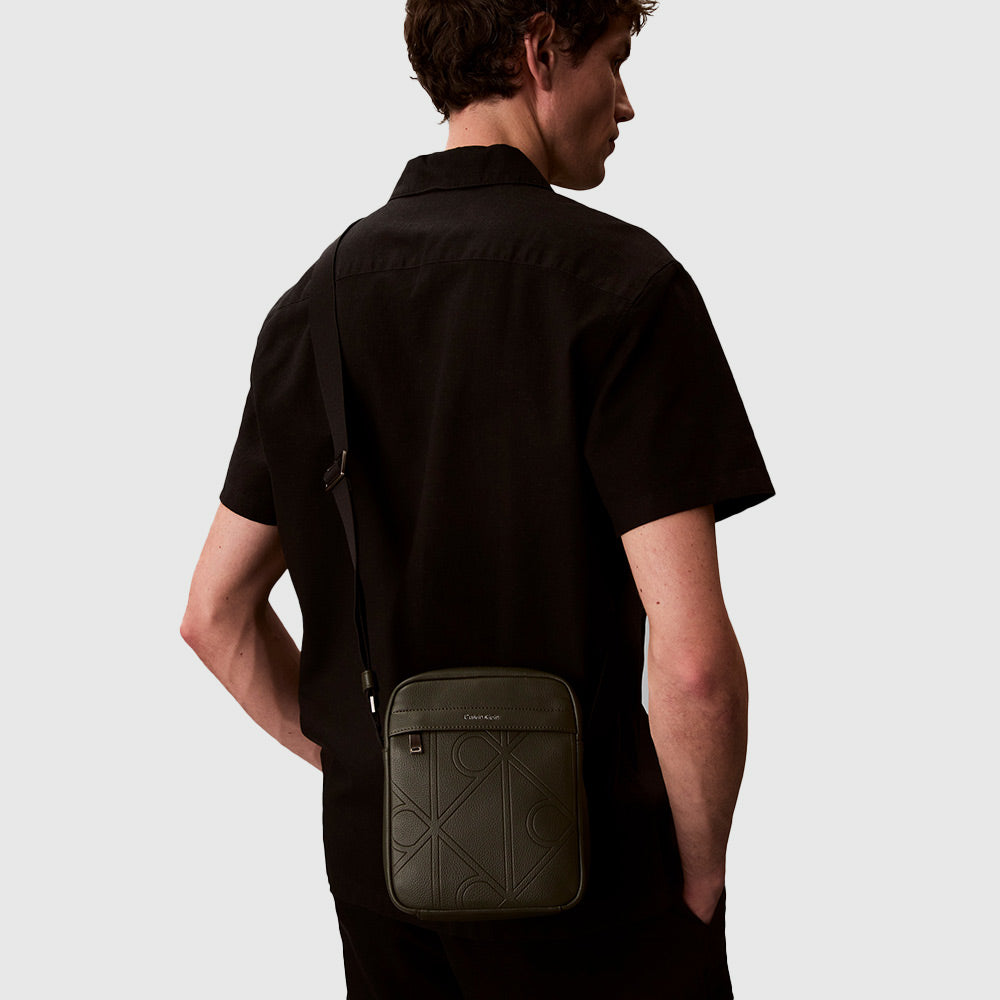 Monogram Debossed Reporter Bag - Olive