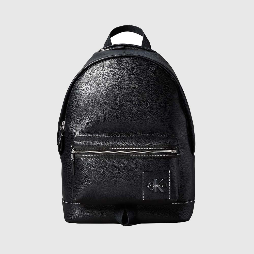 Pebbled Signature Logo Trolley Backpack - Black