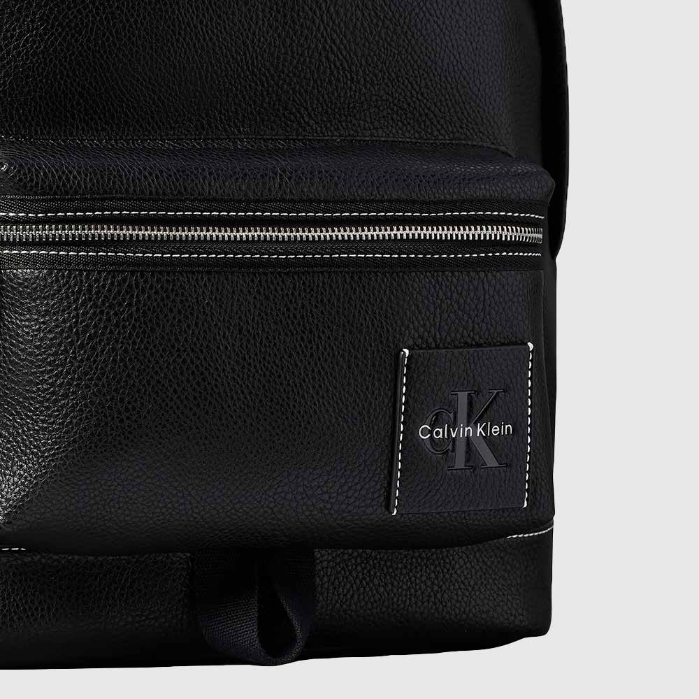 Pebbled Signature Logo Trolley Backpack - Black