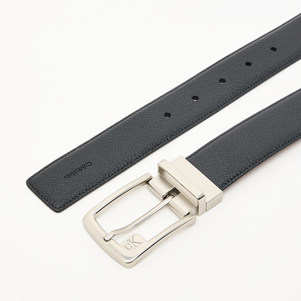 Textured Buckle Leather 35mm Belt - Black Multi
