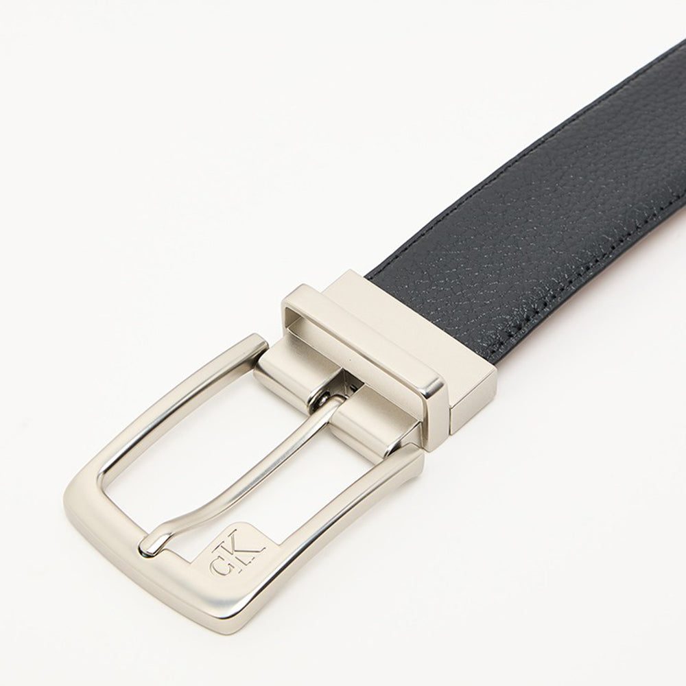 Textured Buckle Leather 35mm Belt - Black Multi