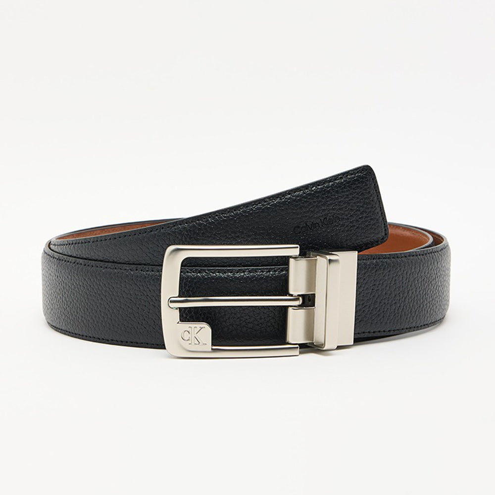 Textured Buckle Leather 35mm Belt - Black Multi