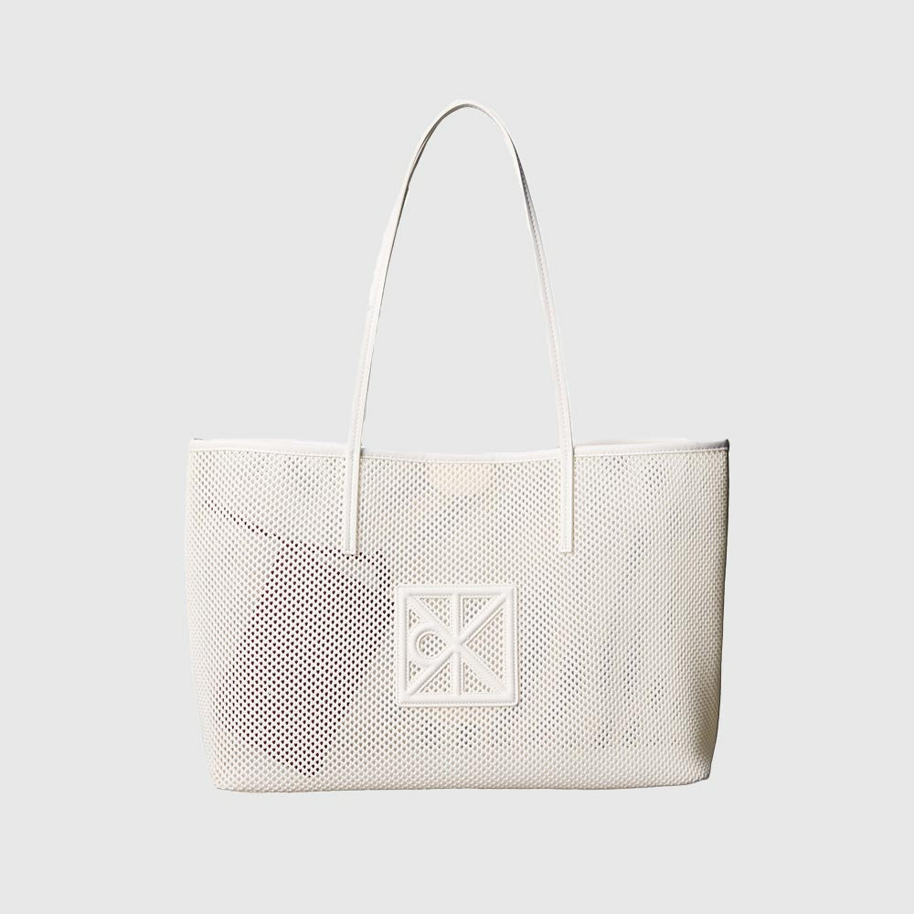 Emblem Mesh Tote Bag - White