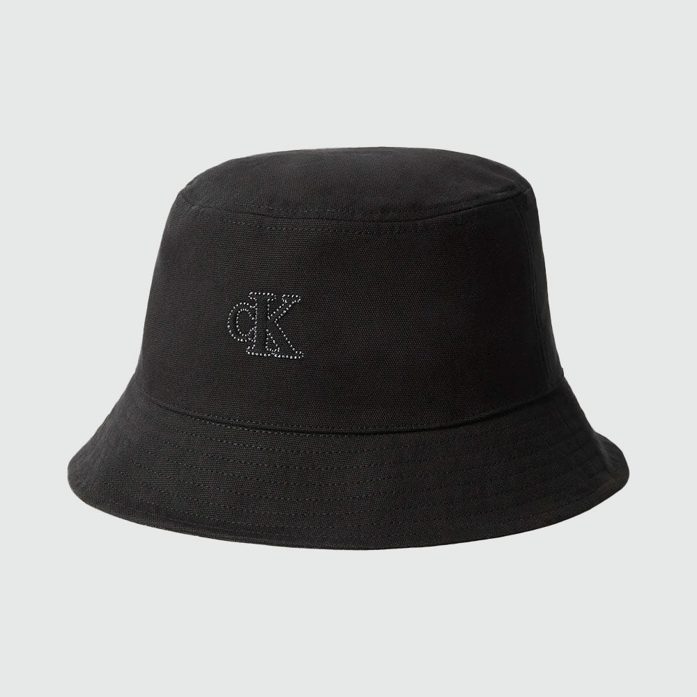 Canvas Embossed Mono Stitch Bucket - Black