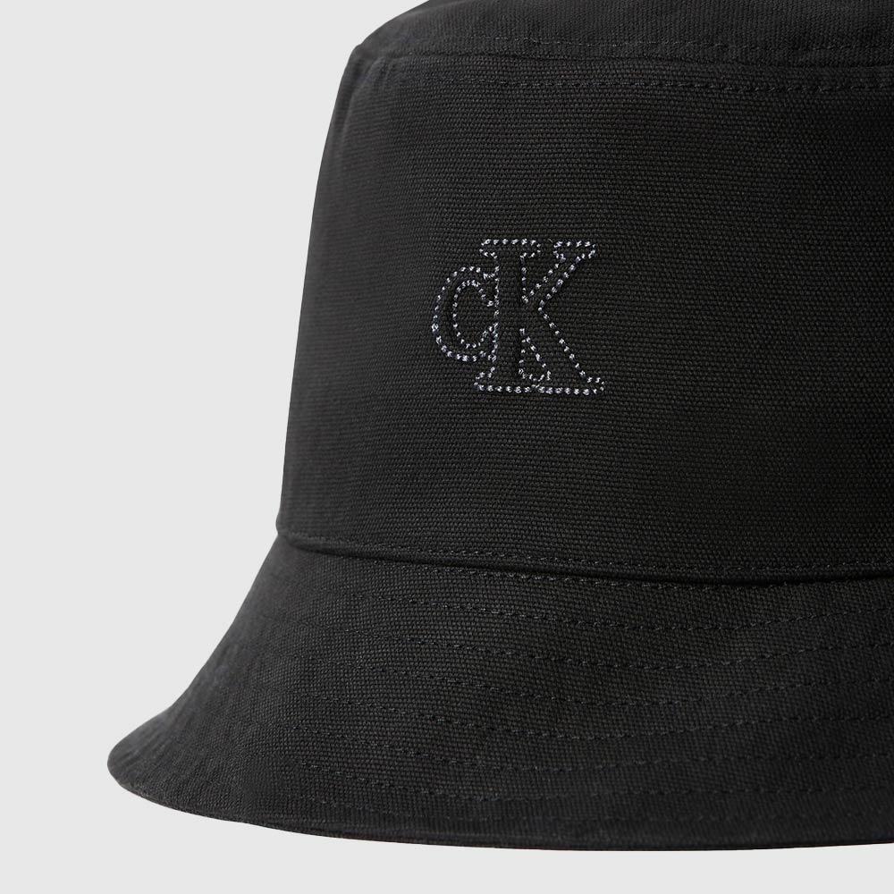 Canvas Embossed Mono Stitch Bucket - Black