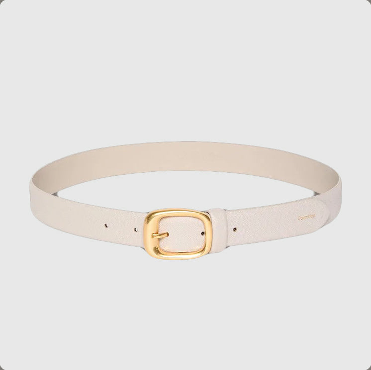Calvin Klein Chuncky Bukle Caviar Strap 30Mm - Cream |ThirdBaseUrban