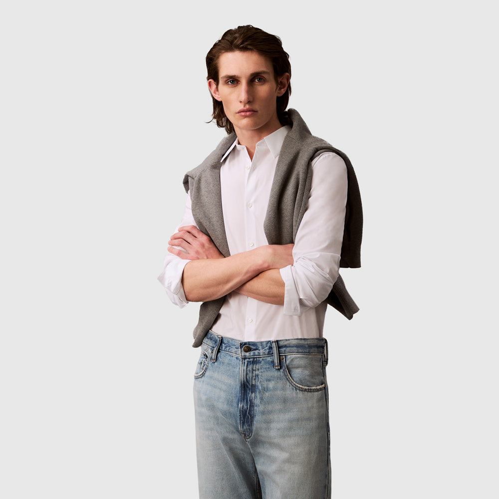 Calvin Klein Solid Slim Shirt - White |ThirdBaseUrban