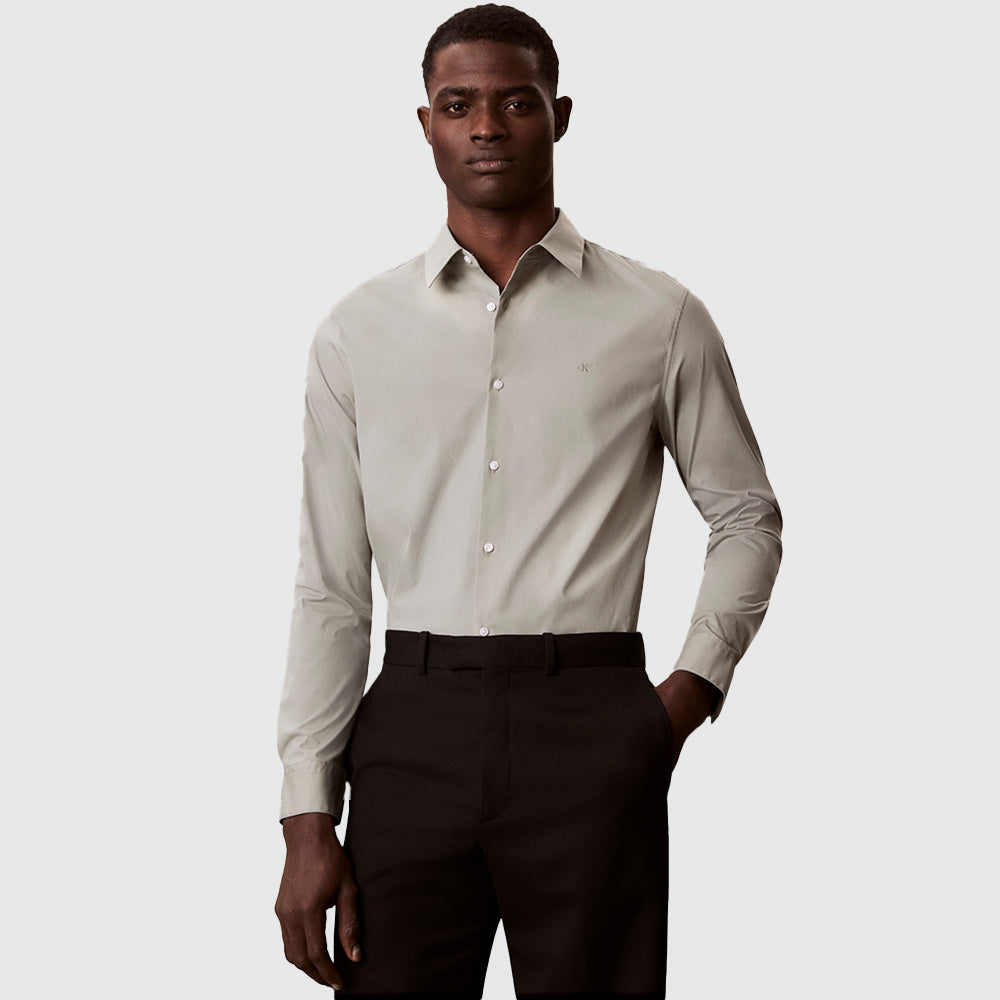 Solid Stretch Slim Shirt - Grey