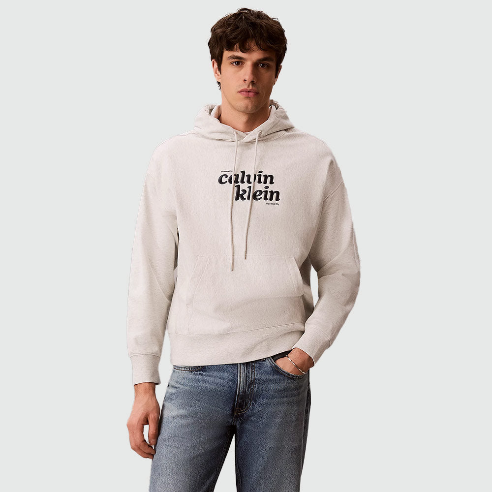 Premium Terry Graphic Hoodie - Light Grey