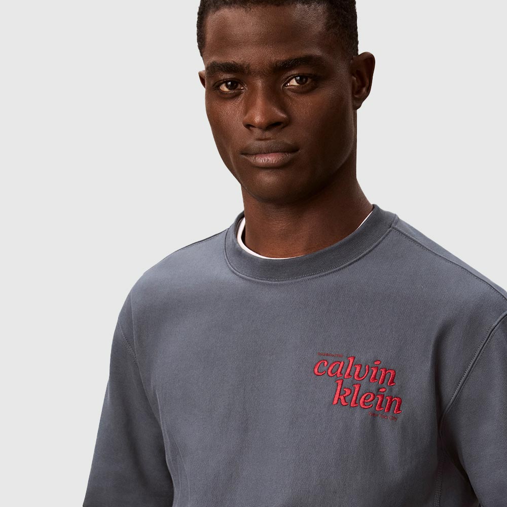 Premium Terry Graphic Crewneck - Blue/Grey