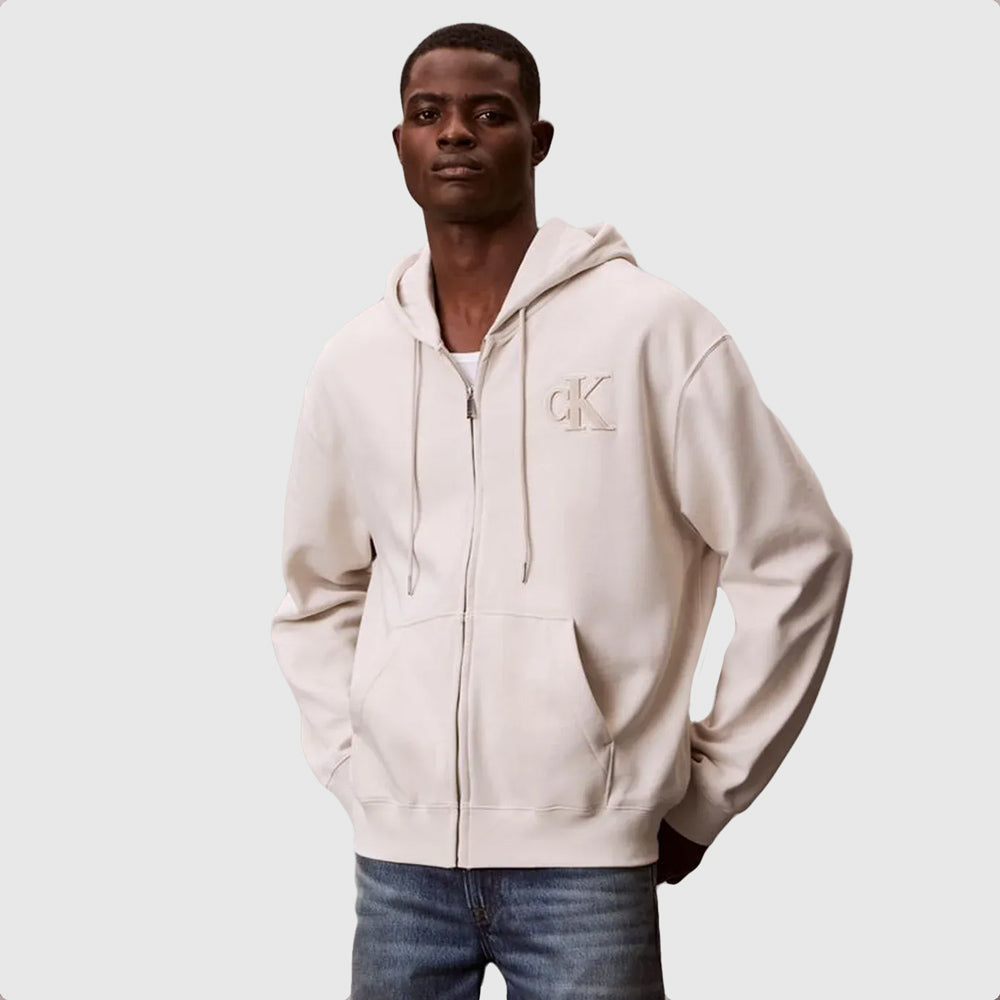 Calvin Klein Fleece Hoodie - Offwhite |ThirdBaseUrban