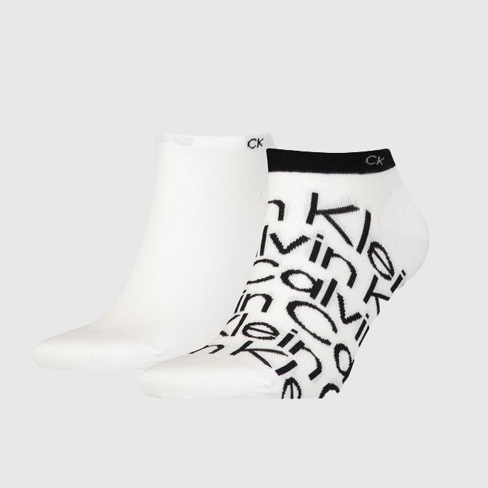 Calvin Klein 2 Pack All Over Print Socks - White |ThirdBaseUrban