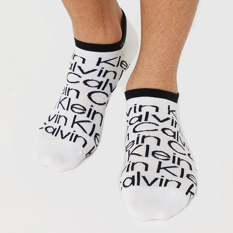 2 Pack All Over Print Socks - White