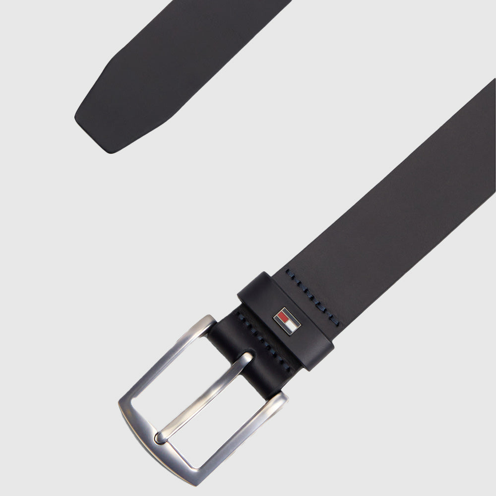 Denton Enamel Flag Leather Belt - Navy