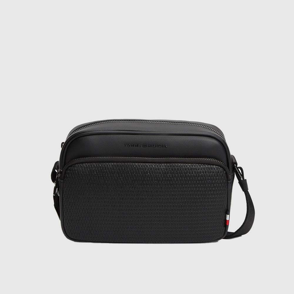 Woven Crossbody Camera Bag - Black