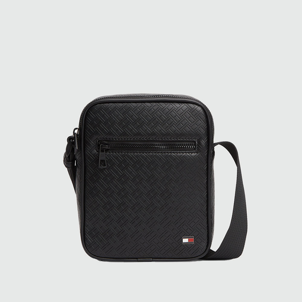 Embossed Flag Crossover Reporter Bag - Black