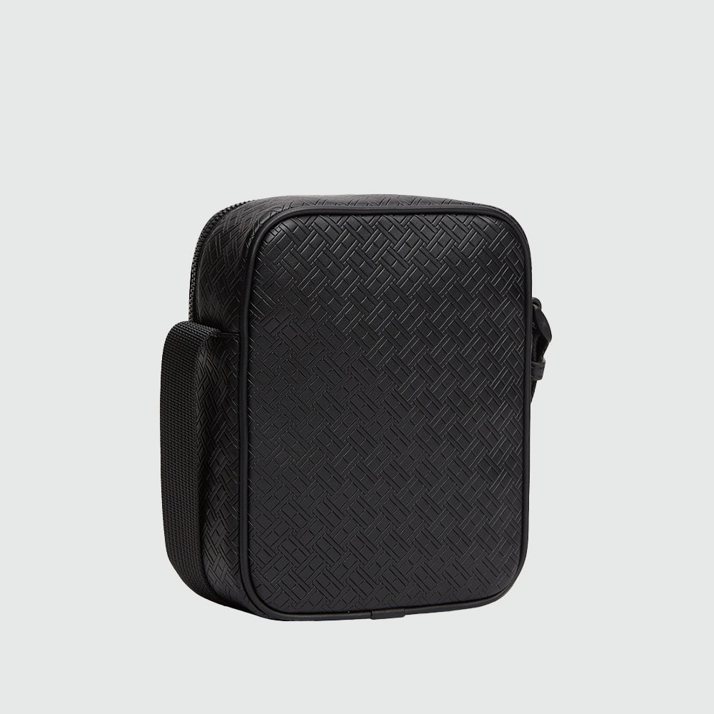 Embossed Flag Crossover Reporter Bag - Black