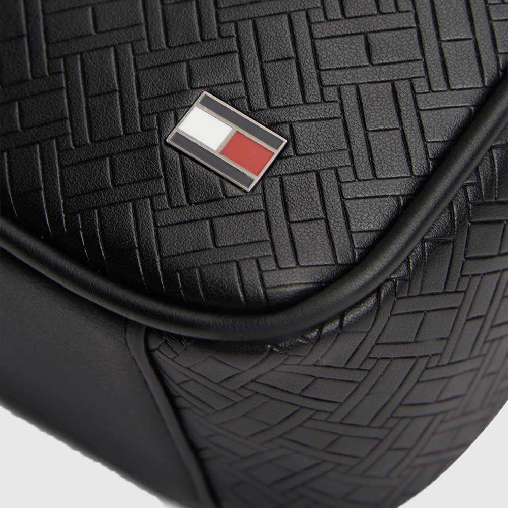 Embossed Flag Crossover Reporter Bag - Black