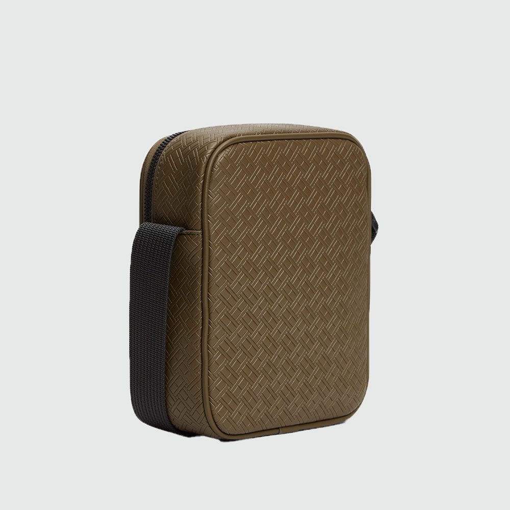 Embossed Flag Crossover Reporter Bag - Olive Green