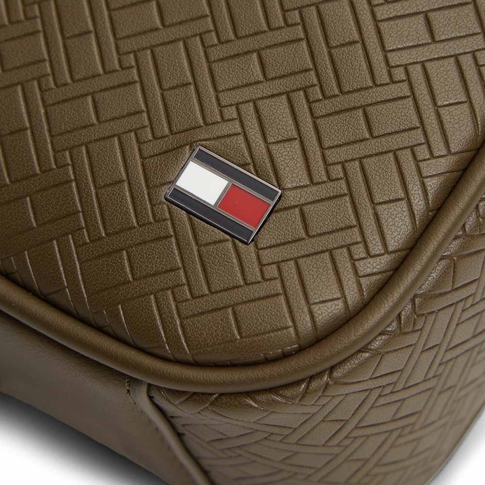 Embossed Flag Crossover Reporter Bag - Olive Green