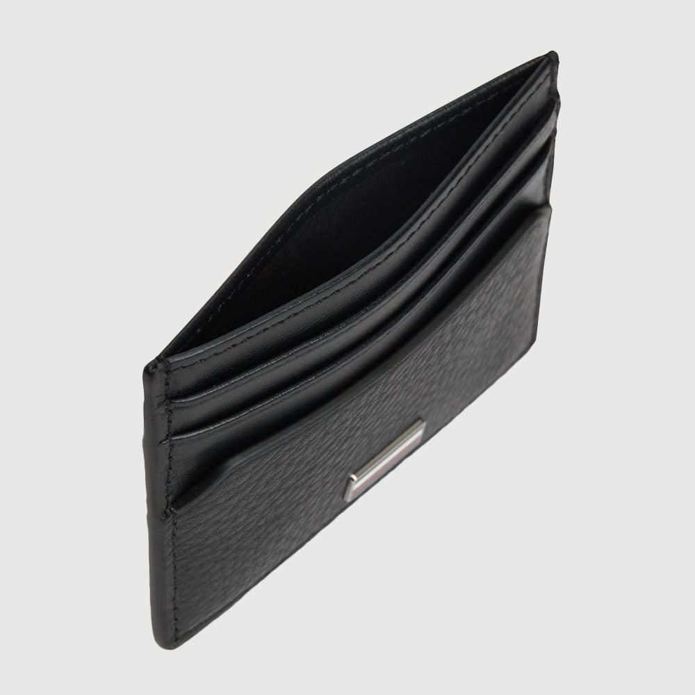 Leather Signature Plaque Card Holder - Black