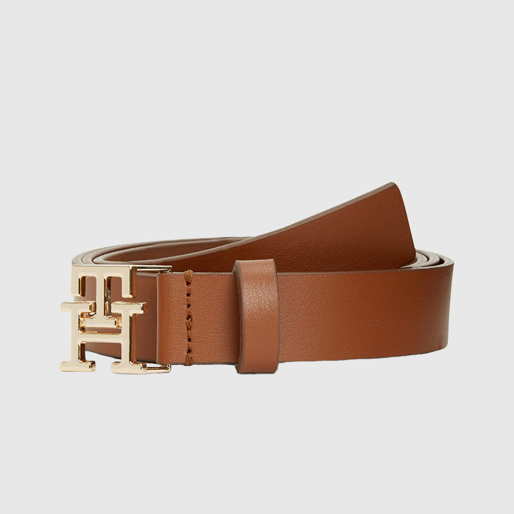 Modern TH Monogram Buckle Leather Belt - Cognac