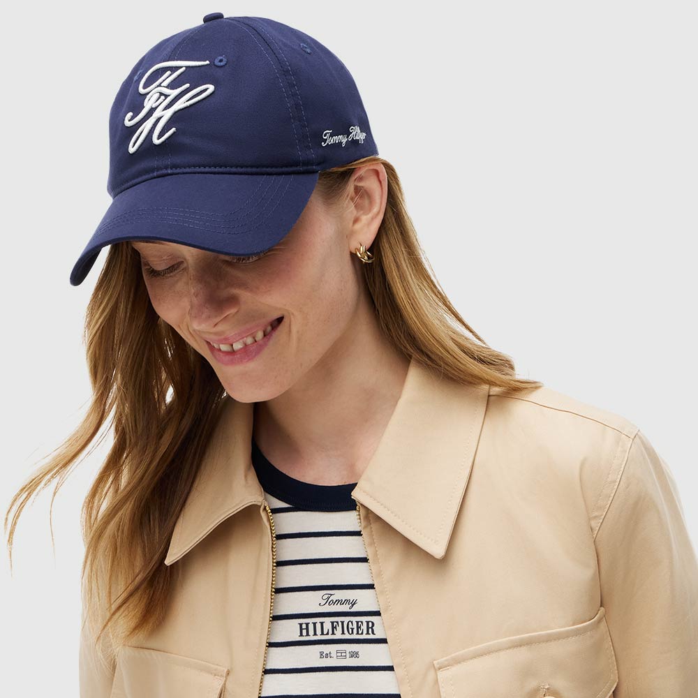 Embroidered Logo Baseball Cap - Navy