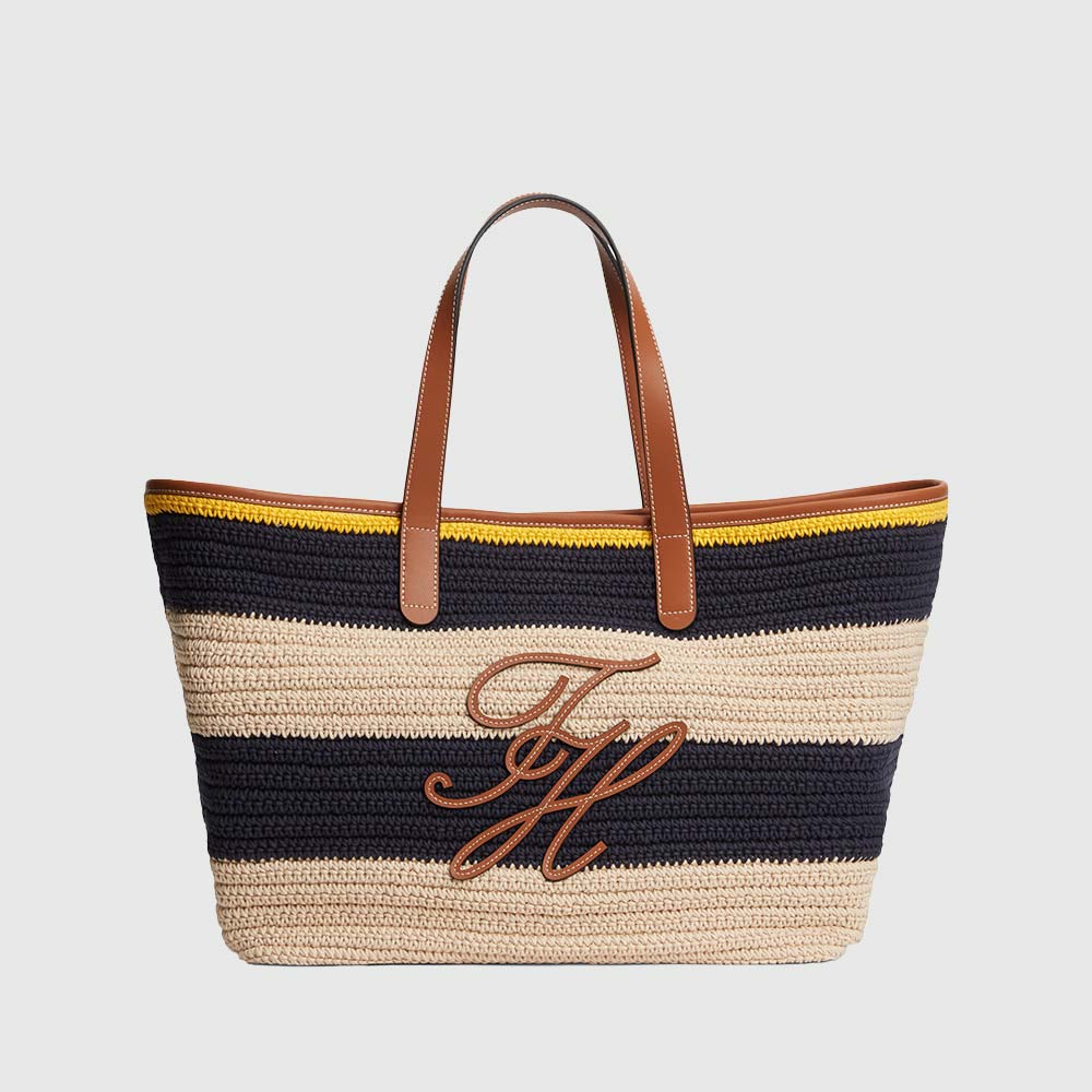 Woven Logo Tote Bag - Navy Multi