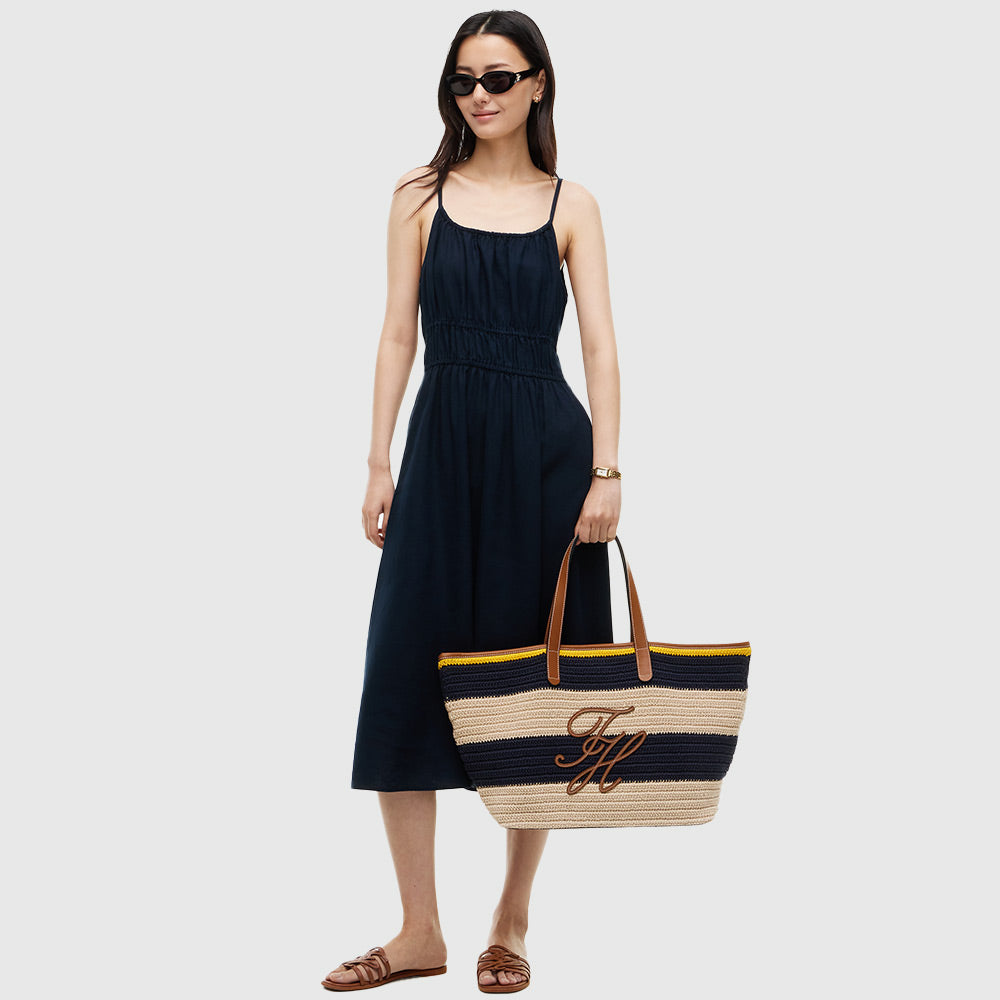 Woven Logo Tote Bag - Navy Multi