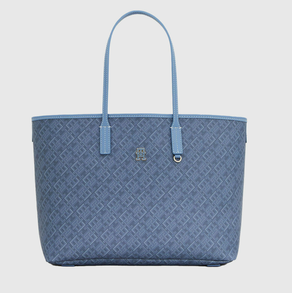 Tommy Hilfiger Monoplay Leather Tote Bag -Blue Multi |ThirdBaseUrban