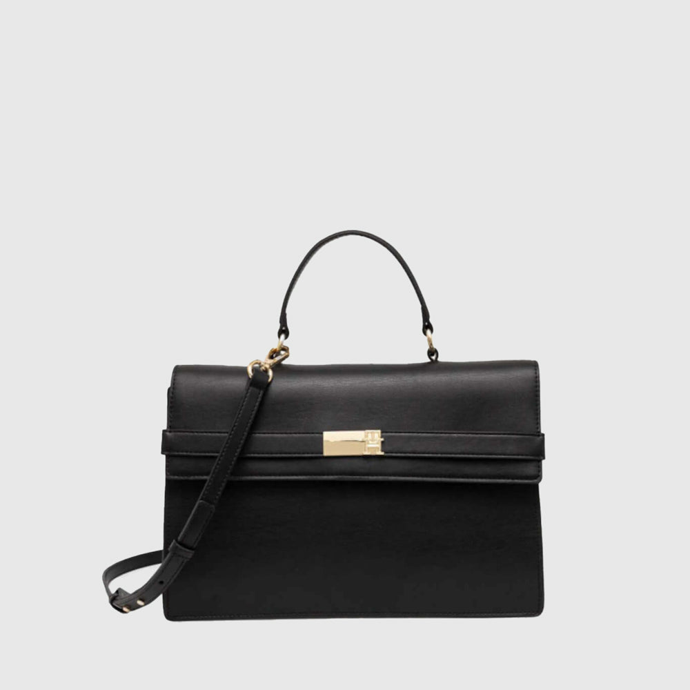 Tommy Hilfiger Heritage Flap Satchel - Black |ThirdBaseUrban